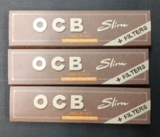 OCB  Unbleached  Virgin Slim 32  Unbleached Papers + 32 Tips  (3 Pack)