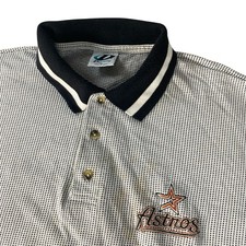 Astros Polo Shirt Mens Extra Large Gray Black S/S  Baseball Dynasty VTG Read