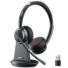 Black Wireless Headset with Mic, Bluetooth 6.0 PC Headset with Microphone