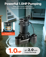 Submersible Sewage Pump 1 HP Cast Iron Sewage Effluent Pump 5200 GPH 25 ft