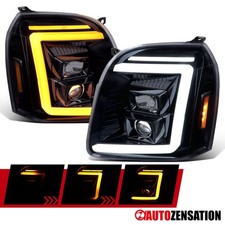 Fit 2007-2014 Gmc Yukon Xl Black Smoke Led Bar Projector Headlights Sequential