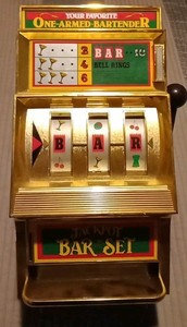Vintage Waco  One Armed Bartender , Jackpot Bar Set Slot Machine Case . 60s-70s