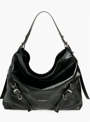 Givenchy Large Voyou Black Shoulder Bag Buckle Strap Accent Silver Hardware
