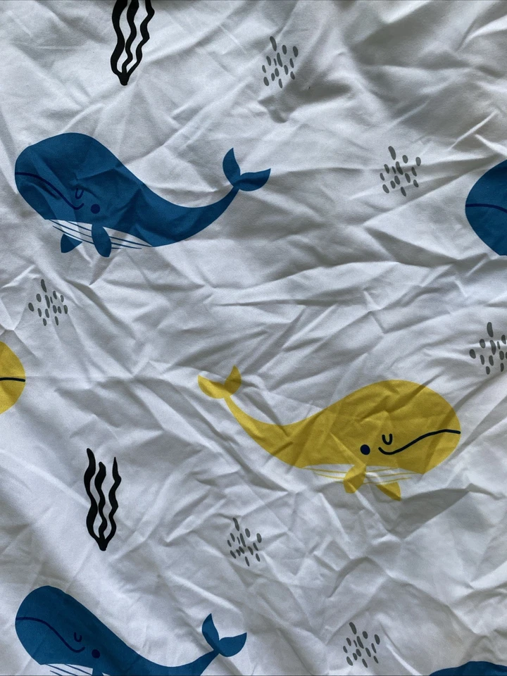 Till You Fitted Crib Toddler Sheet Cute Whales 28 x 52  Coastal Beach Baby - Image 2 of 3
