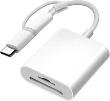 SD Card Reader for iPhone iPad Camera Dual Card Slot Memory Reader for SD and TF