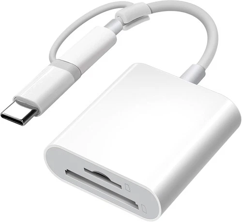 SD Card Reader for iPhone iPad Camera Dual Card Slot Memory Reader for SD and TF