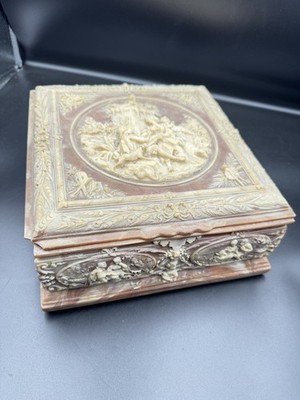 Vintage Incolay Studios Marie Antoinette Stone Jewelry Box 9x9  Damaged