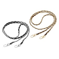 2Pcs 47" Purse Chain Strap with Buckle for Bags Black, Silver Brown, Gold 