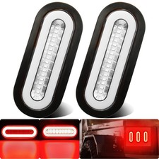 WahMOTOTin 2Pcs 6" inch Clear Lens Oval Red 52 LEDs Trailer Boat Light