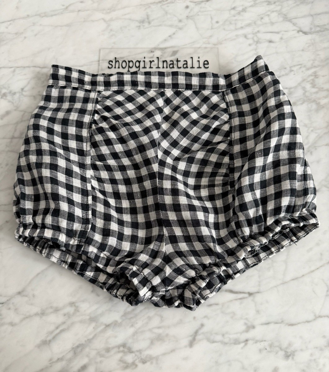 SOOR PLOOM Frida Linen Check Gingham Bloomers Shorts 6 7 Year