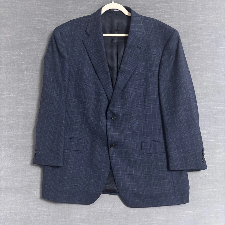 Austin Reed Sport Coat 48R Blue Glen Check Windowpane Plaid Blazer Jacket 46R - Image 2 of 4