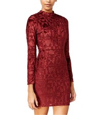 Material Girl Womens Flocked Abstract Bodycon Dress, Red, Juniors, X-Small