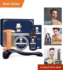 Beard Growth Kit for Men - 2 Packs of Oil, Balm, Comb & Massager Included!