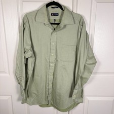 Chaps Dress Shirt Mens Large Green 16-16.5 Easy Care 100% Cotton