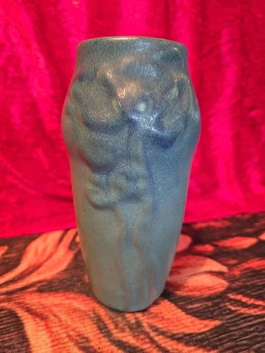 Van Briggle  Pottery  Poppies and Pods Vase Early 1916's Turquoise 7.5" Mint