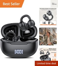 Clip on Earbuds Open Ear Wireless Bluetooth 5.4 Headphones with Noise Cancell...