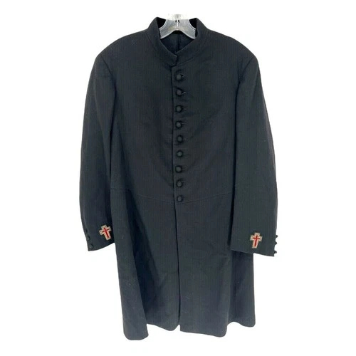 Vintage Knights Templar Coat Mens Medium Wool Cross Frock Free Mason Lined 1900s
