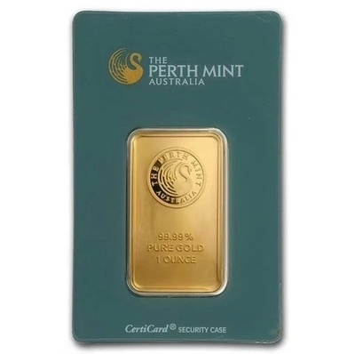 #ad 1oz Gold Bar The Perth Mint .9999 Fine Classic Green Assay $4479.00