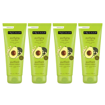 4x Freeman Avocado Oatmeal Clay Mask 175ml Deep Clean Purif Refresh Balanced UAE