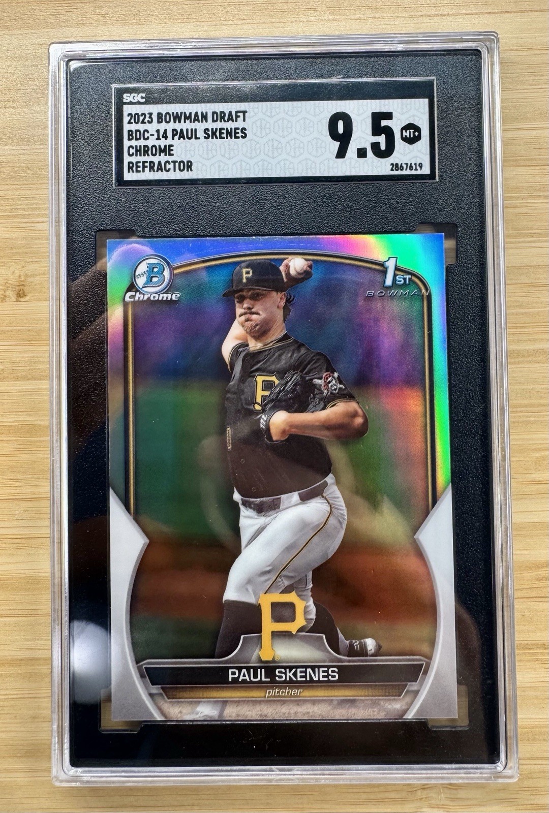 2023 BOWMAN CHROME DRAFT PAUL SKENES 1ST PROSPECT REFRACTOR PIRATES SGC 9.5 MT+