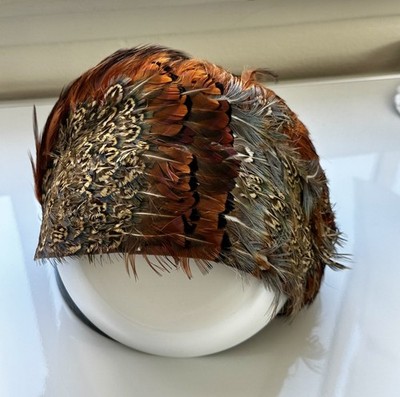 Vintage 1950s 60s Pheasant Feather Ladies Half Hat Band Auburn Estate Find