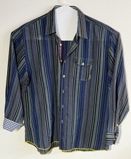 Vintage Multicolor Striped Long Sleeve Button Front Shirt Mens 2XL Light