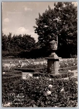 Park Statue Forst Germany Garden Black & White Real Photo Postcard