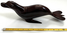 Vintage Hand Carved Ironwood 13" Seal / Sea Lion Polished Wooden Figurine