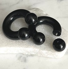 PAIR Lightweight Black Acrylic Circular Barbells Horseshoe Septum Large Gauge