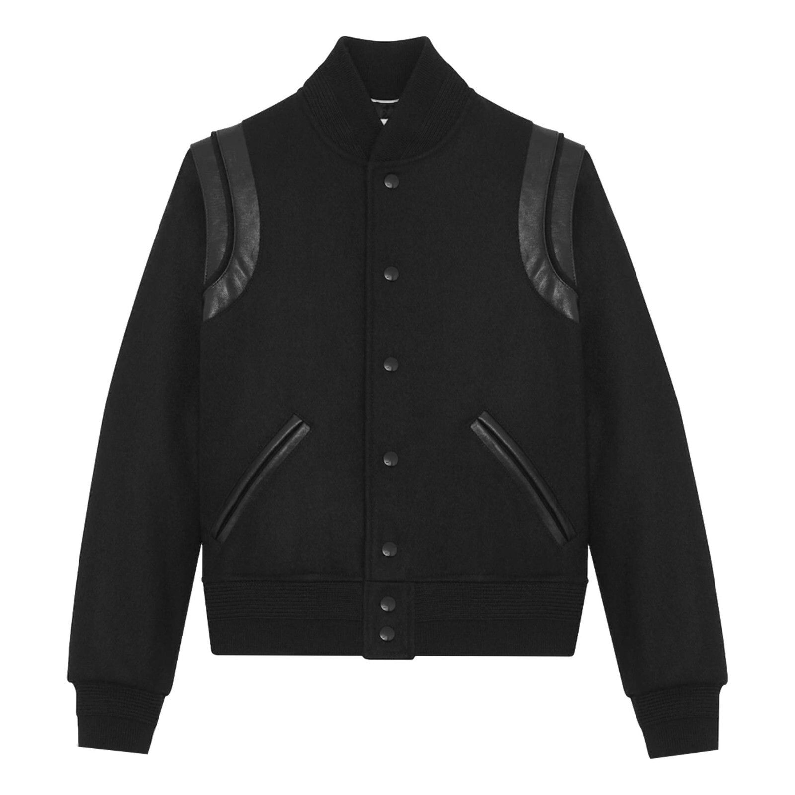 Giacca bomber Saint Laurent in pelle con rifiniture in lana Teddy