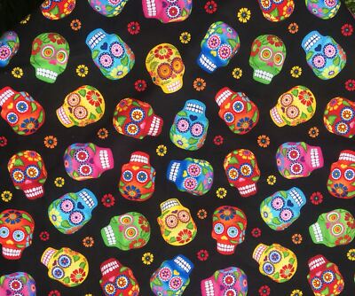 Timeless Treasures Baumwollstoff Sugar Candy Skulls Fat Quarter, Bunt