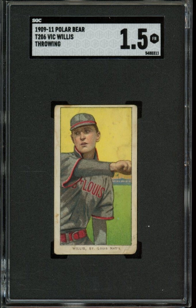 1909-11 T206 Vic Willis Throwing Polar Bear SGC 1.5 FR LOOK!