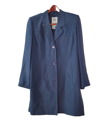Vintage 1980's Together! 100% Silk Jacket Blazer Women's 6 Teal Blue Fully Lined
