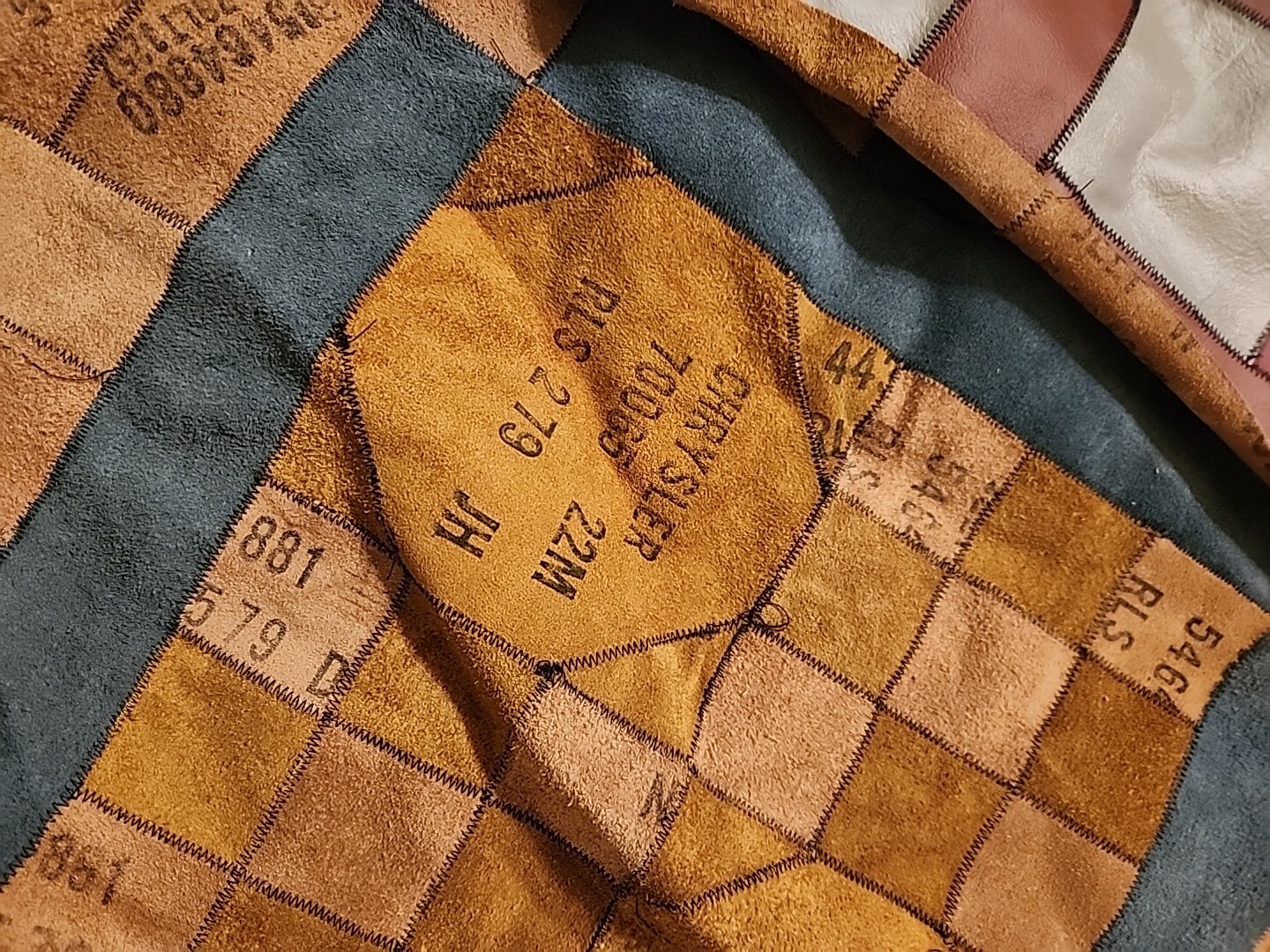 Unique Large Leather Colorful Patchwork Poncho Se… - image 11