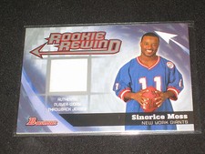 SINORICE MOSS GIANTS STAR LEGEND AUTHENTIC EVENT GAME USED JERSEY FOOTBALL CARD