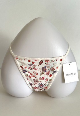 Wildflower Garden Blooms Floral Ivory G String Panties Size XL NWT  Forever 21