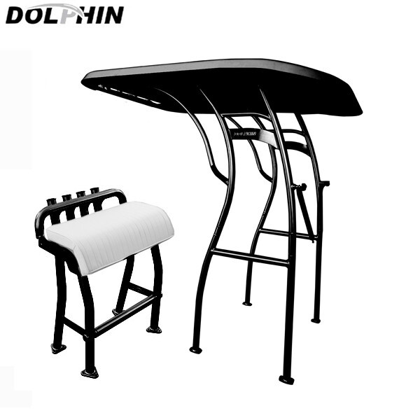 Dolphin Pro3 Heavy Duty Boat T Top Hard Top Black + 40in L Cushion Leaning Post