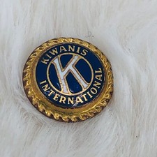 Vtg Kiwanis International Gold Tone Enamel Member Lapel Pin Tie Tack by Leavens
