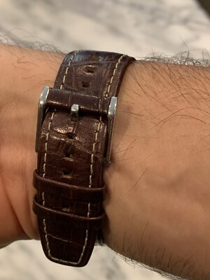 DKNY Mens Stainless Steel Chronograph Watch Brow Leather Strap and 