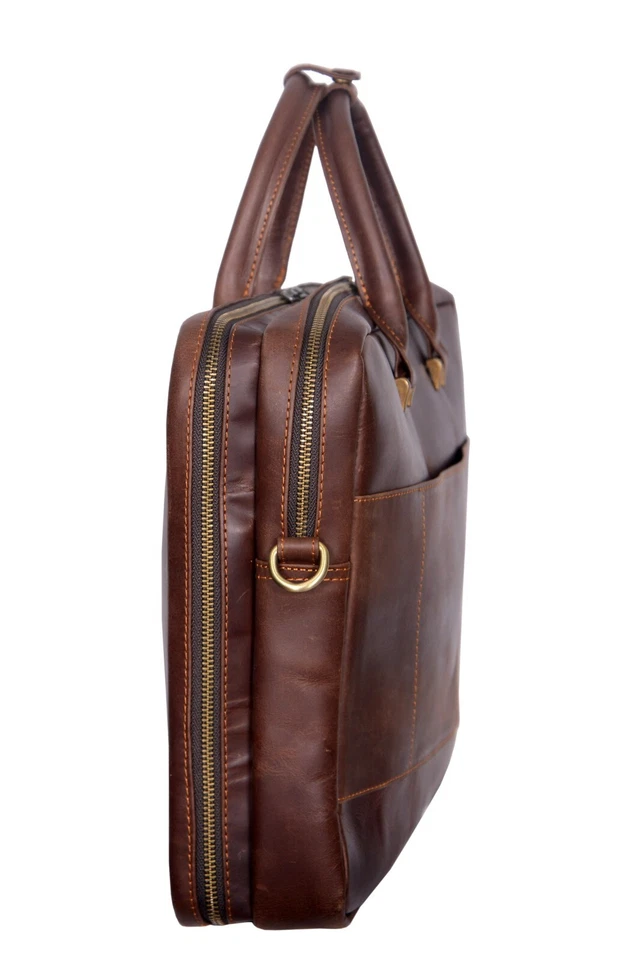 Bolso de cuero personalizado para computadora portátil de 16"", cartera de cuero de negocios Foto 3 de 4