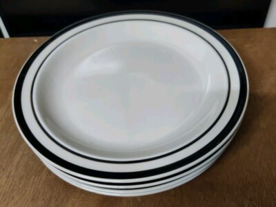 4 Mittelteller, Beige mit braunem Rand, Keramik, BCL Stone Ware, guter  Zustand 