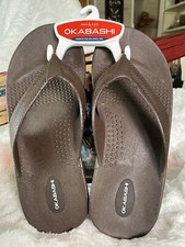 Okabashi Surf Mens Brown Flip Flops/Sandal,Therapeutic Arch Support, Made in USA