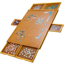 Jumbl 1500 Piece Puzzle Board, 27” x 35” Wooden Jigsaw Puzzle Table & Trays