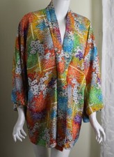 Estate Gorgeous S M L Hand-Made Rayon Haori Kimono Jacket Chrysanthemum