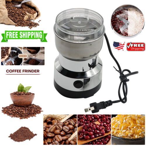 Electric Coffee Bean Grinder Portable Nut Seed Herb Grind Spice Crusher 110V New - Afbeelding 1 van 10
