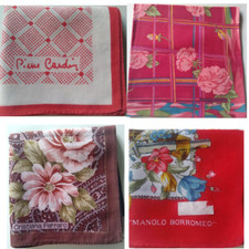 LOT OF 4 HANDKERCHIEF VINTAGE BANDANA PATTERN COTTON POCKET SQUARE LADIES