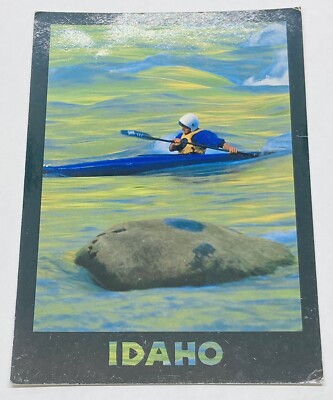 Vintage Postcard Western Image Idaho Kayak Through River Rainbow Water Rock P2