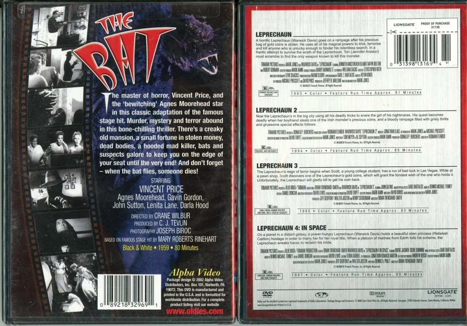 DVDs. Gene Roddenberry’s Andromeda, 4 Leprechaun Movies, The Bat - Image 3 of 4