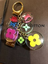 LOUIS VUITTON Bag charm key holder ring chain AUTH Porto Cle Fleur Flower F/S 80