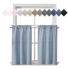  Bennet 2 Panels Kitchen Curtains 36 Inch Length Tier 30 x 36 inch Aqua Blue